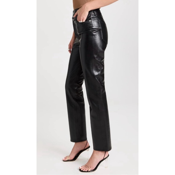 AGOLDE Criss Cross Straight Leg Genuine Leather Pants - Picture 4 of 5